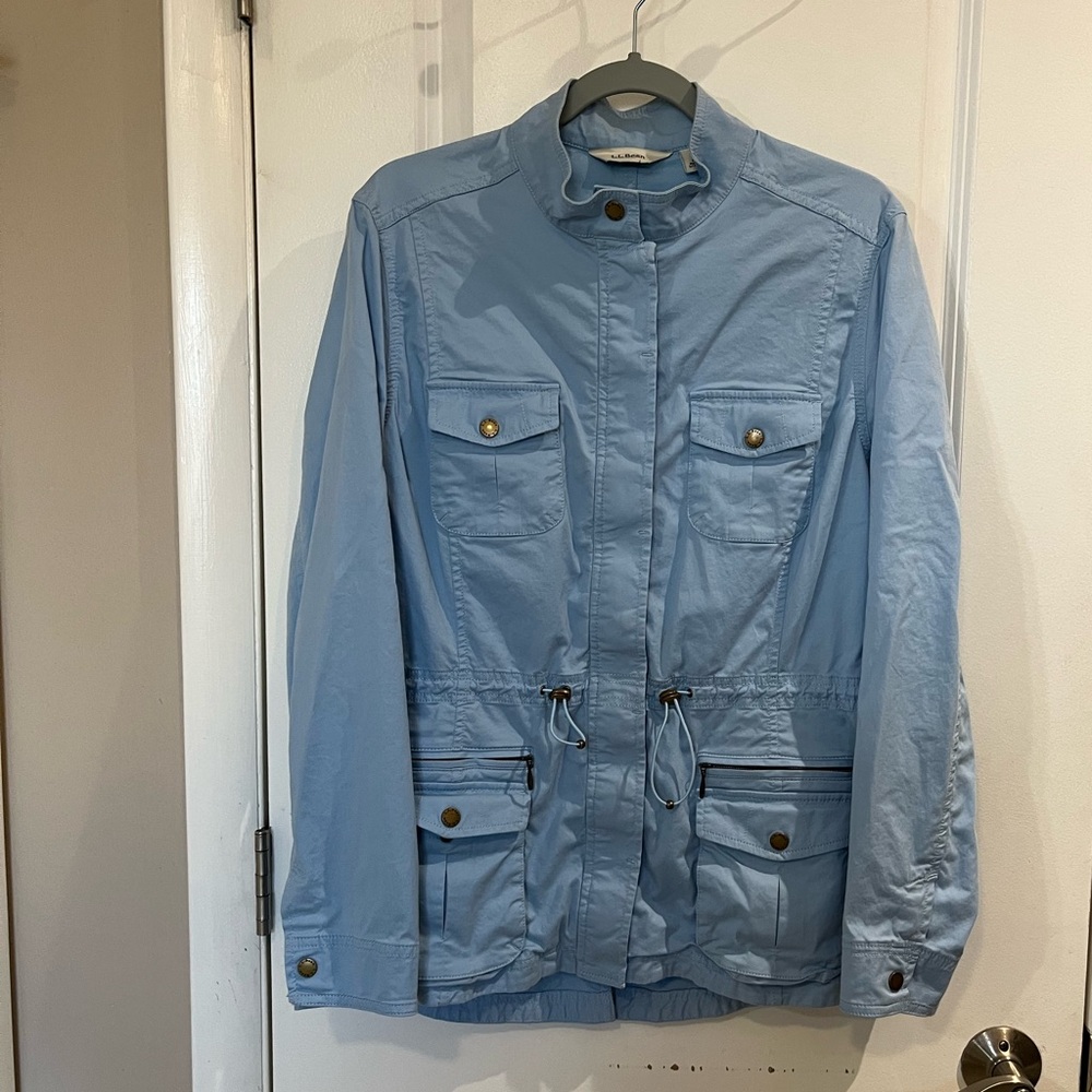 L.L.Bean Utility Field Jacket Anorak Twill Sz L Light Blue